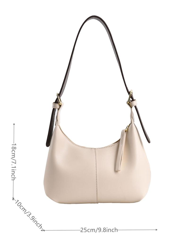 Product Introduction of Women's Simple Style Solid Color Hobo Bag, Fashionable Belted Design Shoulder Hobo Bag for Women, Casual Trendy Shoulder Bag For Daily Use 4