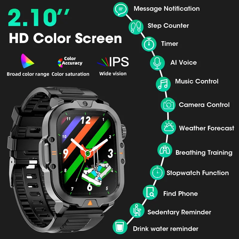 Smart Watch(Answer/Make Call), Smartwatches for Men, Fitness Tracker with Pedometer & Multiple Sport Modes, Life Waterproof Smart Watches for iOS Android 6