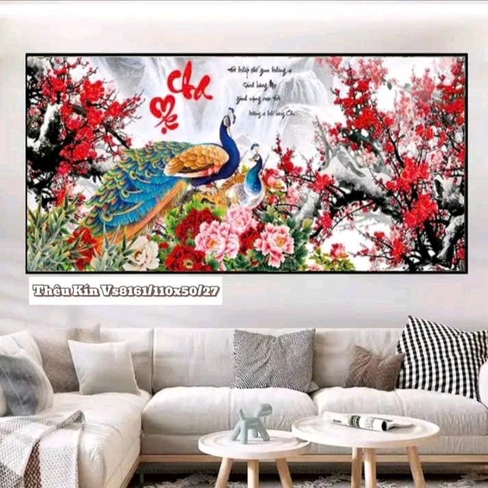 Tranh thêu chữ thập CHA MẸ mẫu mới vs8161-110x55cm (Thêu kín Tranh chưa thêu làm đồ handmade thêu chữ DIY)