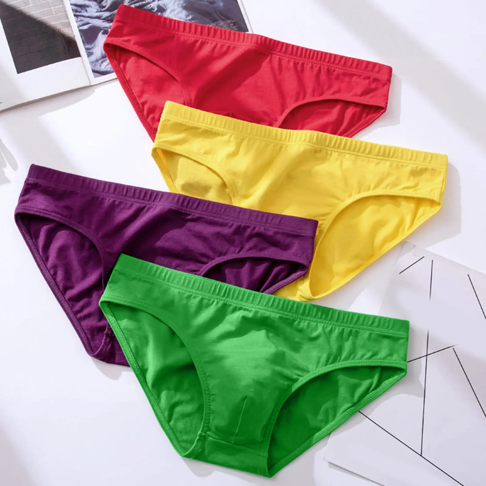 Adult Man Briefs  Stretchy  Breathable  Solid Color Male Underwear  for Daily Life