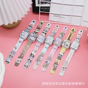 LABUBU Macaroon Warna Skrin Putih Cahaya Siri Kotak Buta, Jam Tangan Elektronik LED Pelajar Terpilih, Buatan Mart Buih Watches