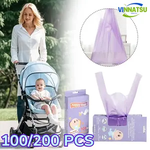 Vinnatsu 200PCS Nappy Bag Lembar Travel Nappy Bag Plastik Sampah Diapers Plastik Popok Biodegradable Tas Sekali Pakai Portabel