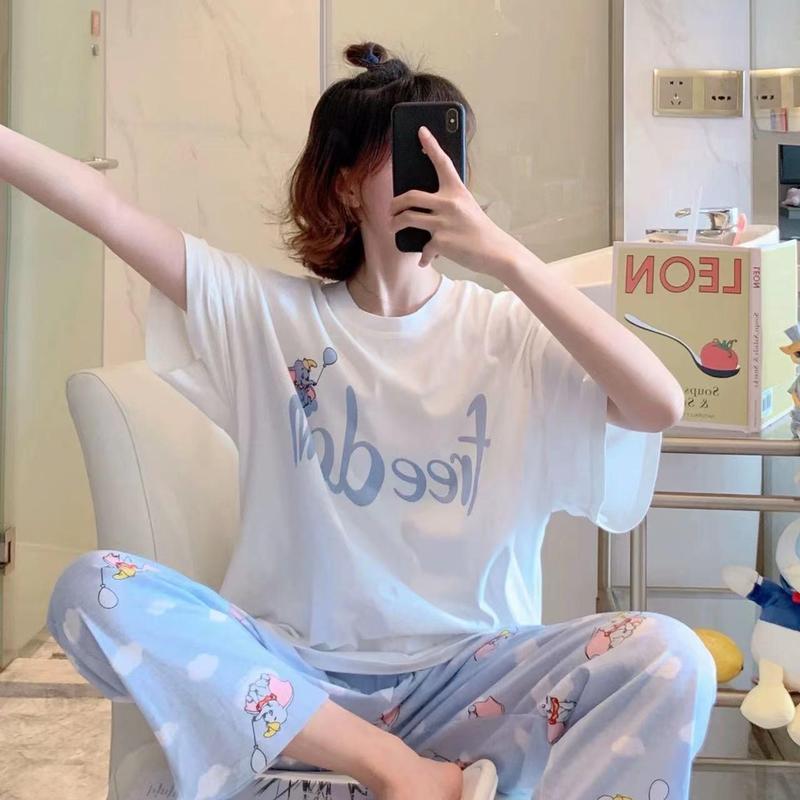 Bộ Đồ Ngủ Hoạt Hình, Ngắn Tay, Áo Phông Ngủ In Hình Hoạt Hình, Bao Gồm Quần Nữ Quần Ngủ Women 2