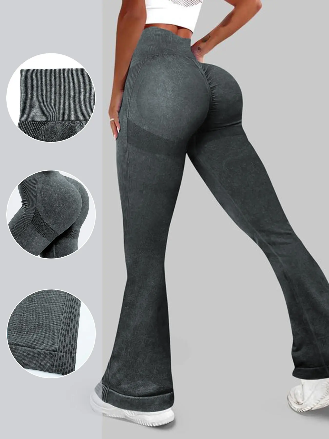 Women's Solid Color Flare Leg Leggings, Casual Comfy High Waist Bell Bottom Trousers for Yoga Gym Workout, Ladies Bottoms for All Seasons