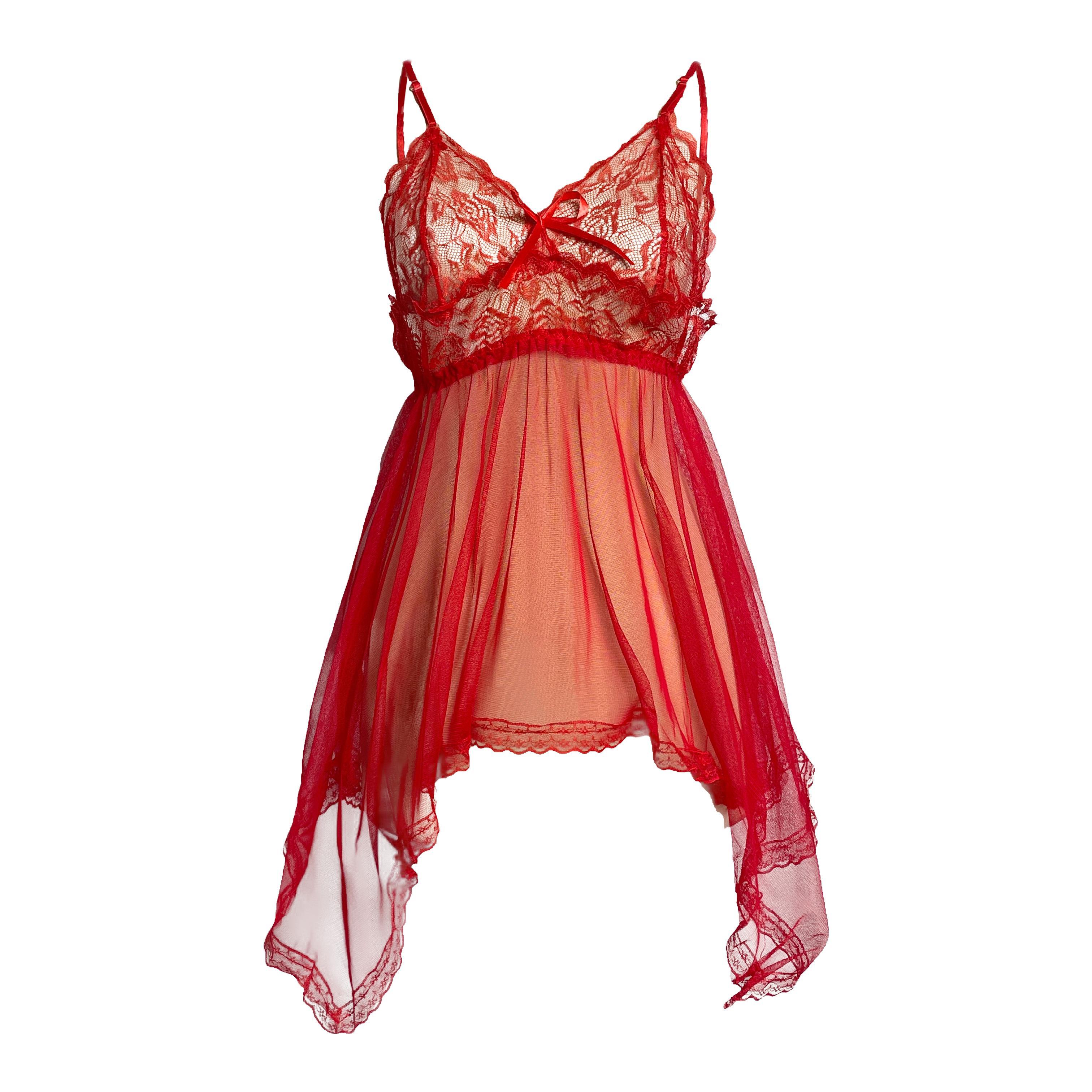 Red Pink] Lingerie Dress Bahan Lace Size M & XL XXL sexy wanita tidur Set  Lingerie Lig - Shop