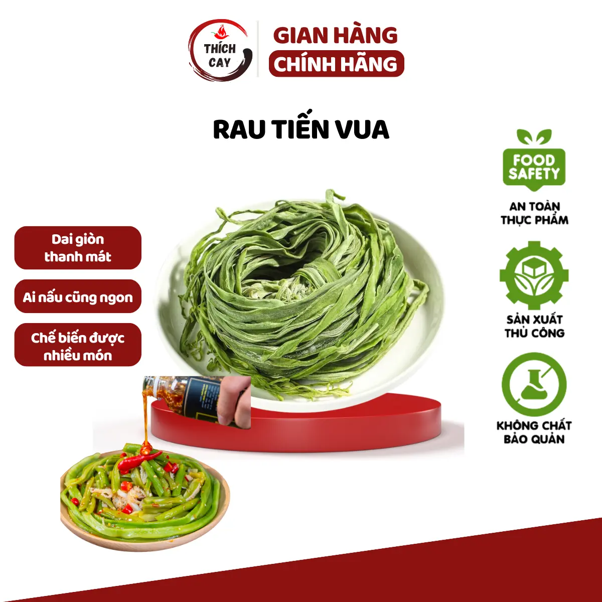 Rau tiến vua khô dai giòn, thanh mát 80g - 250g dùng trộn gỏi, nhúng lẩu Chua Cay