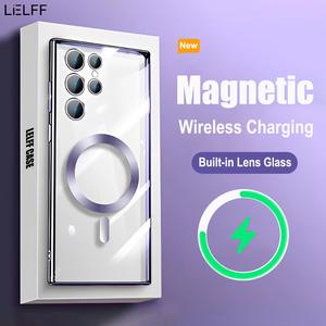 Magnetic Phone Case For Samsung Galaxy S25 S24 S23 Ultra S22 ultra S21 Plus 5g Plated Metal Camera Protection Soft Casing Shockproof Cover