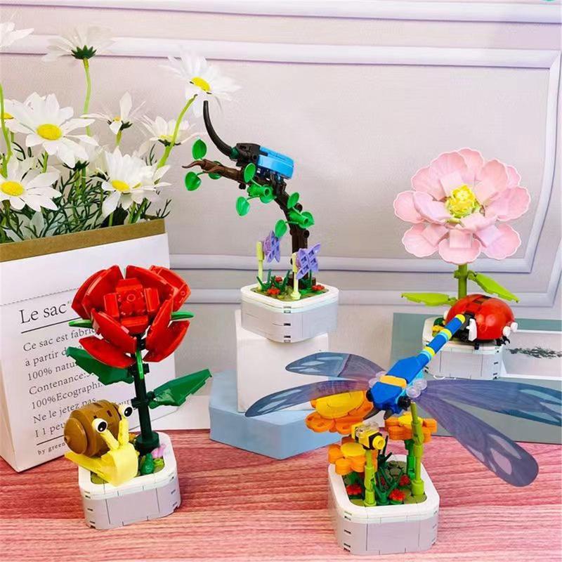 Potted Plant Building Blocks (1 Set), Creative Building Blocks Toy, Educational Toy for Kids, Birthday Gift for Boys & Girls 9