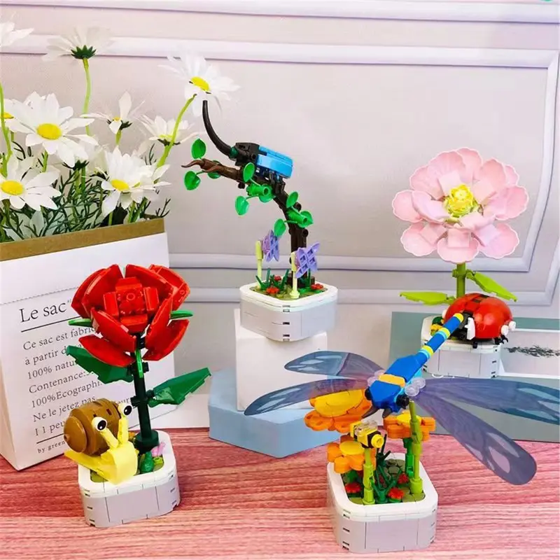 Potted Plant Building Blocks (1 Set), Creative Building Blocks Toy, Educational Toy for Kids, Birthday Gift for Boys & Girls 8
