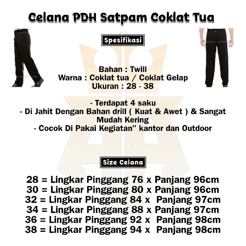 CELANA PDH SATPAM COKLAT TUA - CELANA SECURITY - CELANA PANJANG SATPAM 4