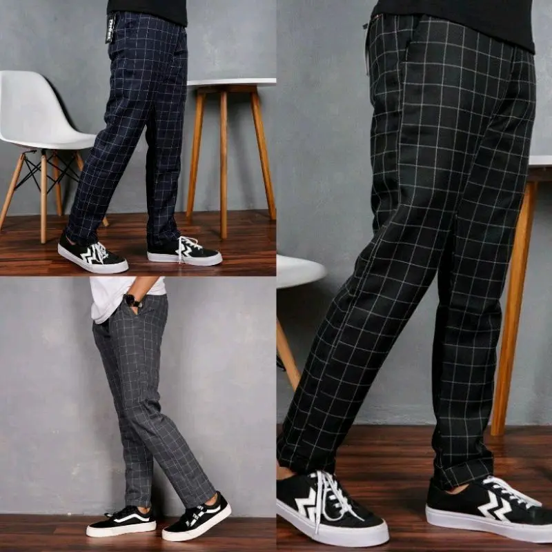 Obral Celana Kotak Remaja Pria 3 100k kancing panjang pendek bukan Distro Slim Kain Motif Standar Fit 0