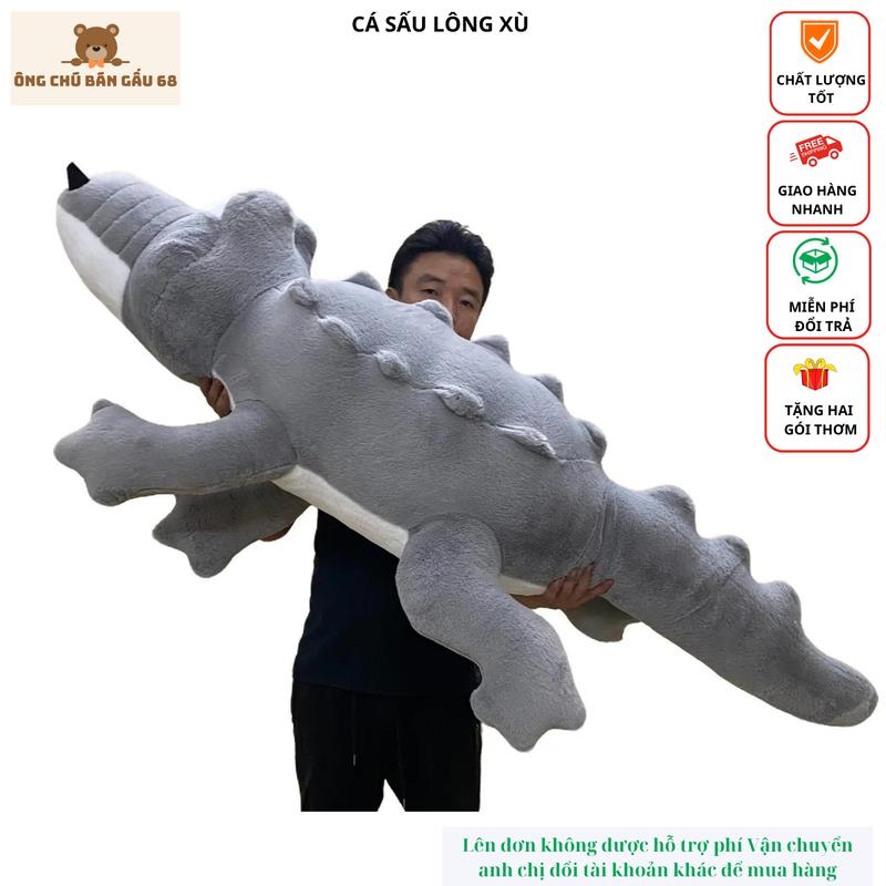 Gấu bông Cá Sấu Lông Xù Vải lông tuyết nhung Mềm Mịn Dùng Làm Quà Tặng, Gối Ôm Ngủ Thú Bông, Thú nhồi bông Đồ Chơi Toy Phát Nhạc