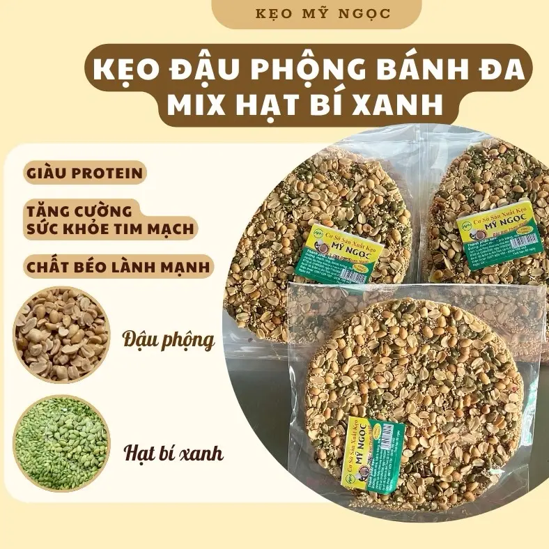 Kẹo Đậu Phộng Bánh Đa Mix Hạt Bí Xanh