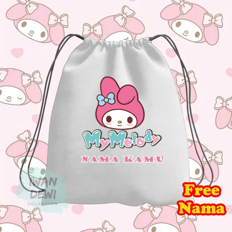 Tas Kantong Serut My melody Sanrio lucu Anak Perempuan - Ransel Anak cewek lucu Imut Purple r ansel 2