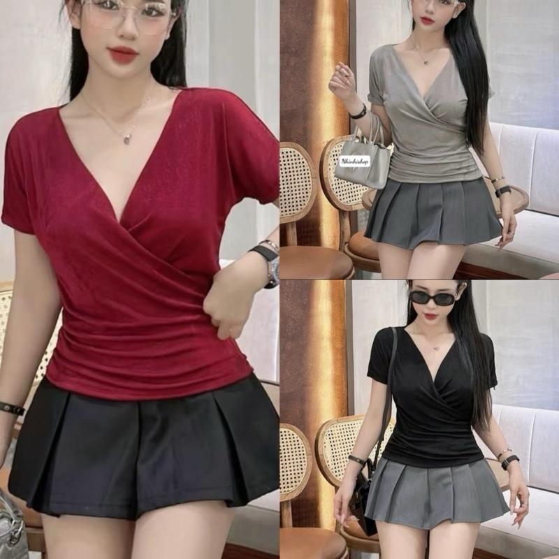 Áo bigsize NHŨ XỊNNNN - CỔ CHÉOOO Ms 374 Chất thun nhũ có độ co giản ,Diện phố Sang Chảnh có size 40-85kg