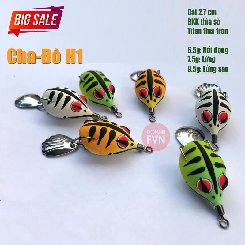 Nhái hơi Cha-Đô H1 dài 2.7cm lưỡi Titan thìa tròn FVN & lưỡi BKK thìa quạt nguyên liệu nhập khẩu câu lure cá lóc chẽm... Đi Câu Bắt Cá Fishing Câu Cá Đồng