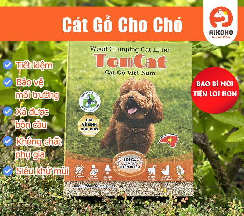 Cát gỗ vệ sinh cho Chó TomCat - 100% từ gỗ tự nhiên - Không hôi, thấm hút tốt, tiết kiệm thời gian dọn dẹp