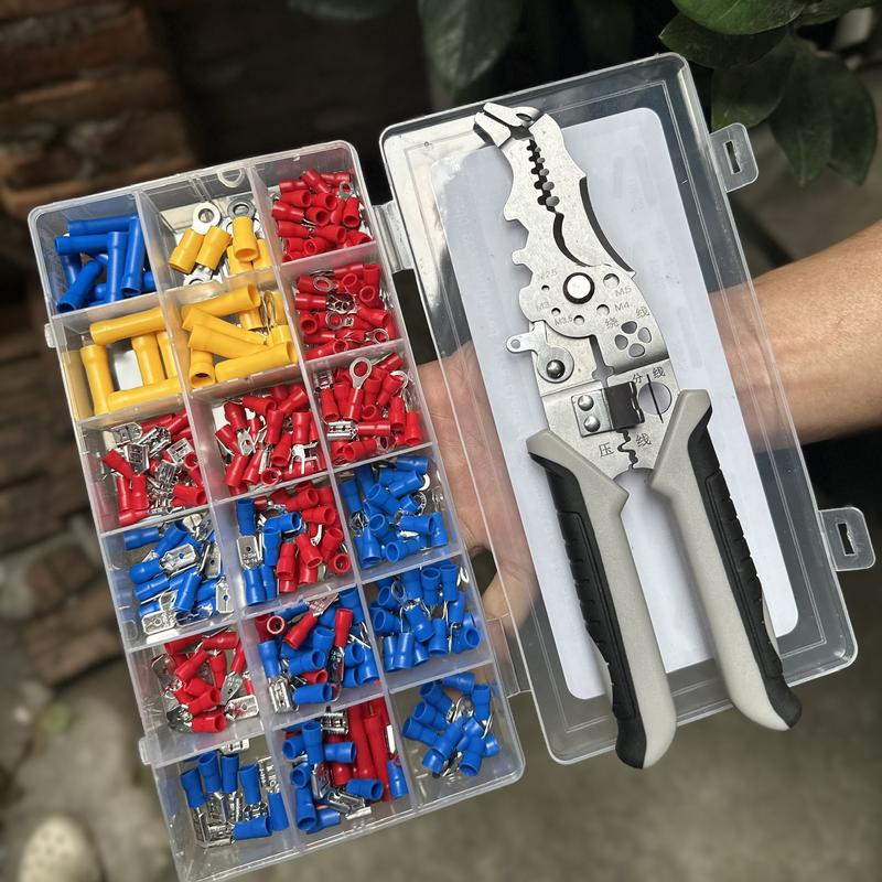 Bộ kìm cắt tuốt dây bấm cos đa năng kèm hộp 300 đầu cos nhiều kích cỡ chuyên dụng đấu nối dây điện trong gia đình 1
