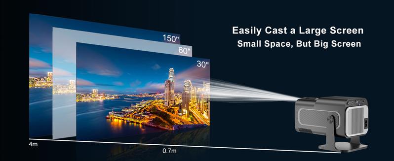 Product Introduction of Máy Chiếu Mini, Salange HY320PRO, với Wifi và Bluetooth, Ứng dụng tích hợp, 4K và 1080P, Máy chiếu mini gốc, 20000 Lumen, Hệ điều hành Android 11.0, Chân đế Có Thể Điều Chỉnh 270 °, Auto Keystone, Máy chiếu pk HY300, Nâng cấp 2025 9