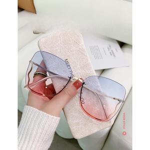 New frameless gradual change trimmed sunglasses women's fashion butterfly trendy sunglasses sunglasses
