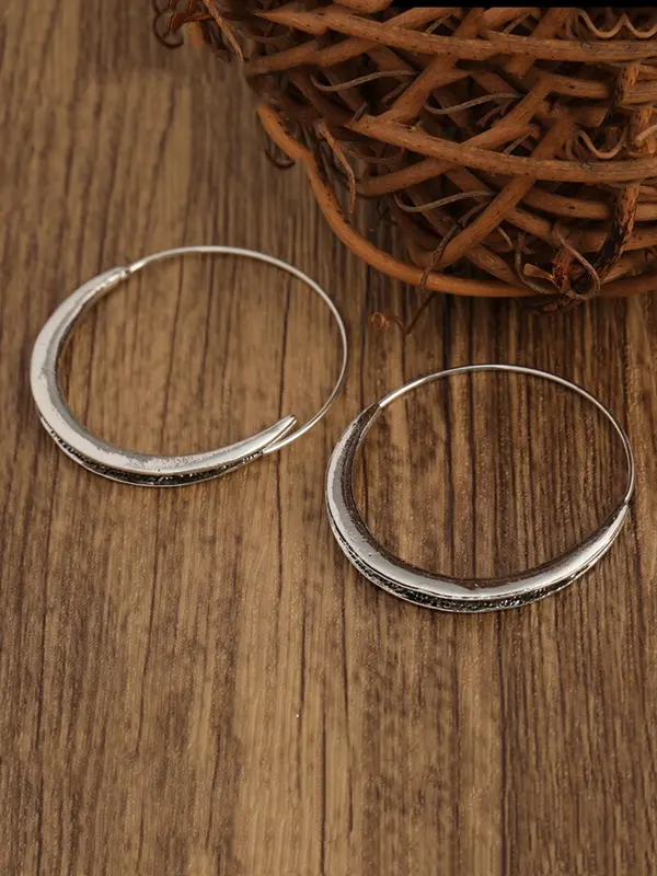 Women's Boho Style Round Shaped Hoop Earrings, Vintage Trendy Hoop Earrings, Chic Gorgeous Jewelry As Gift for Girlfriend 3
