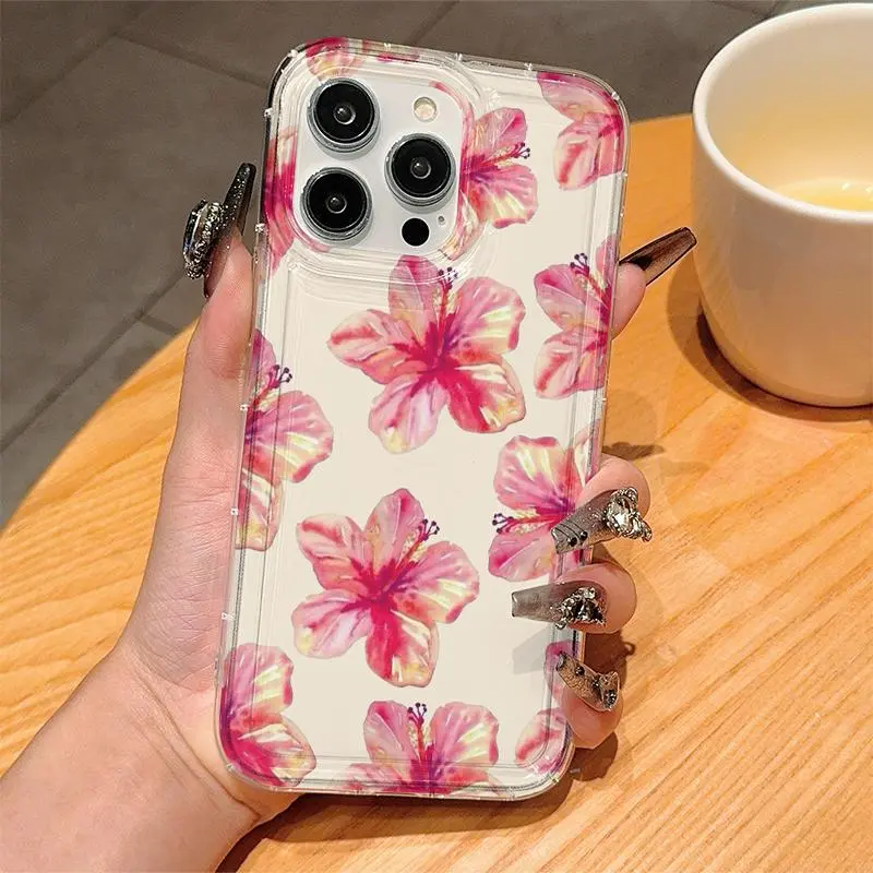 Floral Pattern Phone Case, Anti-drop Phone Protective Cover, Phone Accessory Compatible with iPhone 16 15 14 13 12 11 Plus/Pro/Pro Max