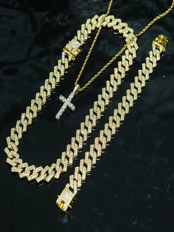 Men's Elegant Chain & Pendant Necklace & Bracelet, Fashion Jewelry for Party, Daily Clothing Decor, Trendy All-match & Exquisite Jewelry for Birthday Gift 4