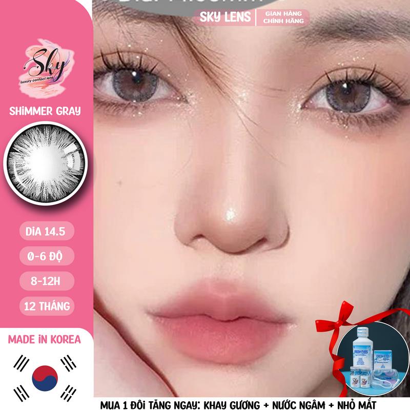 Lens Shimmer Gray 14.50 (SK101-1chiếc) - Sky Lens Kính Áp Tròng Hàn Quốc - Lens Cận Nữ