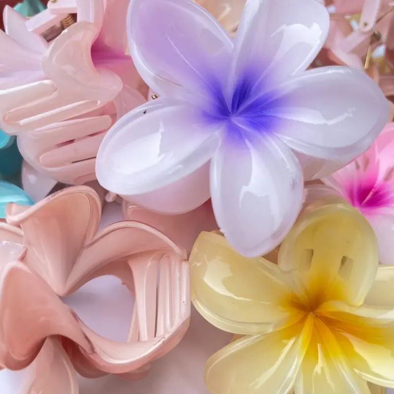 ￼Thời Trang Nhiều Màu Sắc Kẹp Tóc Hoa Sứ Lưng Đầu Tóc Móng Vuốt Kẹp Phong Cách Hawaii Phụ Kiện Tóc Women Voi 8