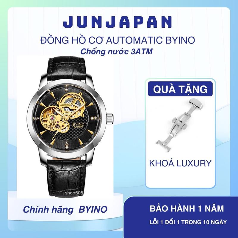 [JunJapanvn] V Đồng hồ cơ Nam automatic BYINO 2025 chống nước 3ATM , tặng kèm full hộp+ thẻ bảo hành 1 năm + khoá luxury thông minh Watch Đeo Tay