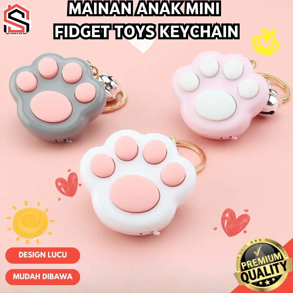 Mainan Anak Musik Mini Fidget Toy Gantungan Kunci Portable Kucing Lucu Cat Paw