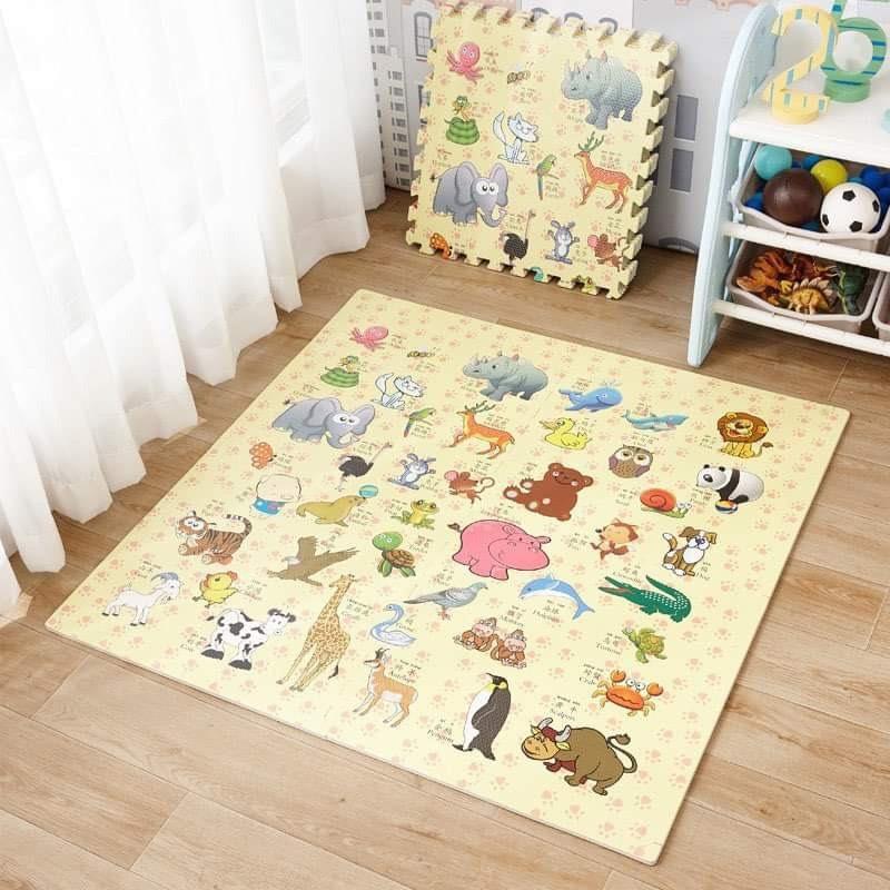  Miếng xốp lót sàn thảm xốp cho bé bộ 6 tấm vân gỗ kích thước 60x60cm tặng kèm viền xung quanh 