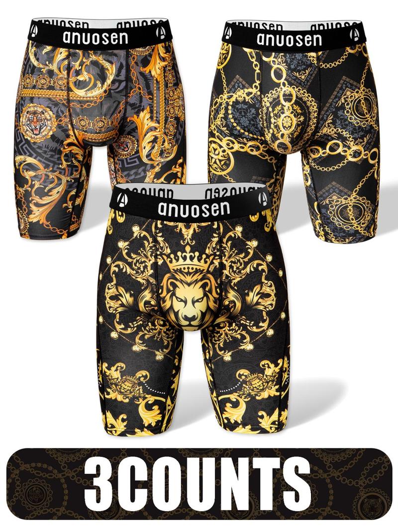 Product Introduction of Men's All Over Print Boxer Brief, Street Fashion Comfy Breathable Underwear for Daily Wear, Men's Underwear Undergarments for All Seasons 3