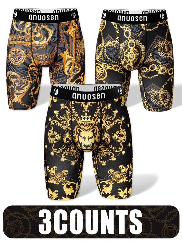 Men's All Over Print Boxer Brief, Street Fashion Comfy Breathable Underwear for Daily Wear, Men's Underwear Undergarments for All Seasons 2