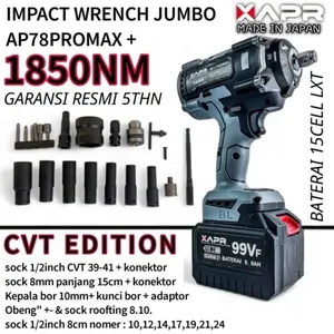 Impact wrench APR AP78PROMAX+ EDITON JUMBO FACELIFT 99V 1800NMp 1/2inch fullset mesin pembuka baut ban roda truck mobil CVT motor dll