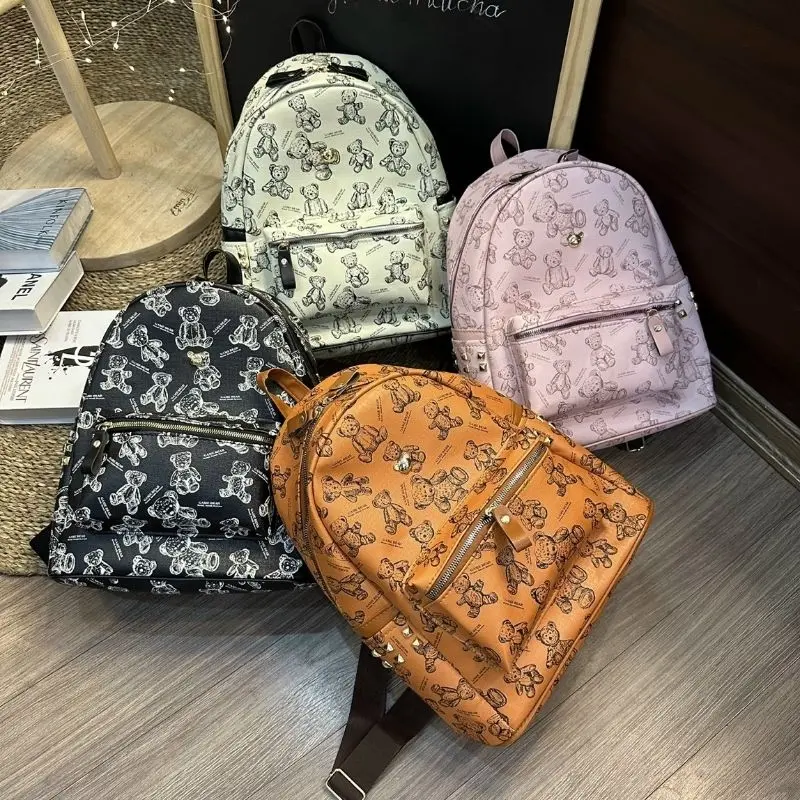BALO HOẠ TIẾT GẤU  ĐI HỌC ĐI CHƠI  MẪU MỚI SIÊU CUTE Backpack Da Đeo Vai Hoa