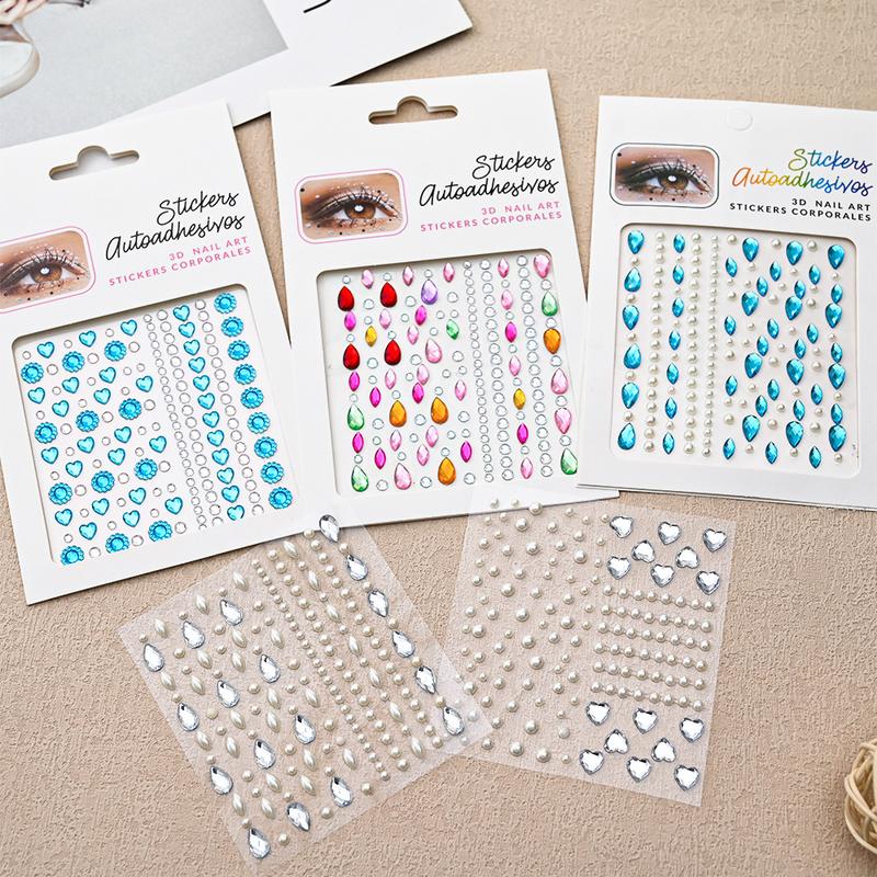 Product Introduction of Diamond Face Stickers Nail Art Diamond Face Performance Party Makeup Ball Decorations No Glue Decorative Face Stickers 7