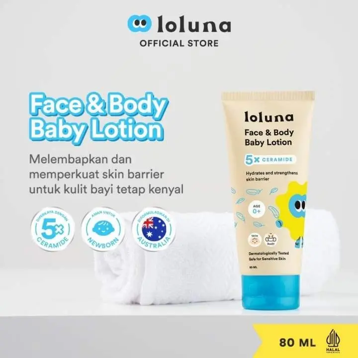 Loluna Face & Body Baby Lotion 80 ML / Krim Lotion Muka dan Badan Bayi 0