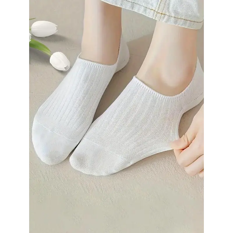 Women's Solid Color Ankle Socks, Casual Moisture Wicking Socks, Soft Comfy Breathable Socks for All Seasons Daily Wear Menswear Beige 2