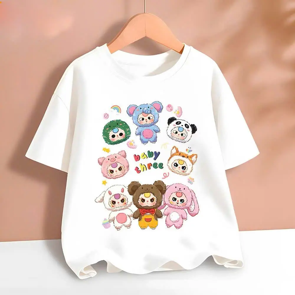 Áo thun cotton cho bé in hình BABY THRE-LABUBU-KUROMI đáng yêu đủ size 14-44kg(H1)