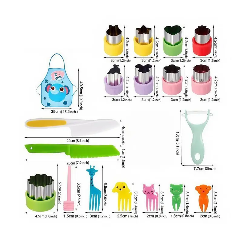 Kids Baking Set, 24pcs/set Cute Cartoon Rabbit Shaped Mold with Removable Fruit & Vegetable Tools, Creative Cooking & Pretend Play Tool 1