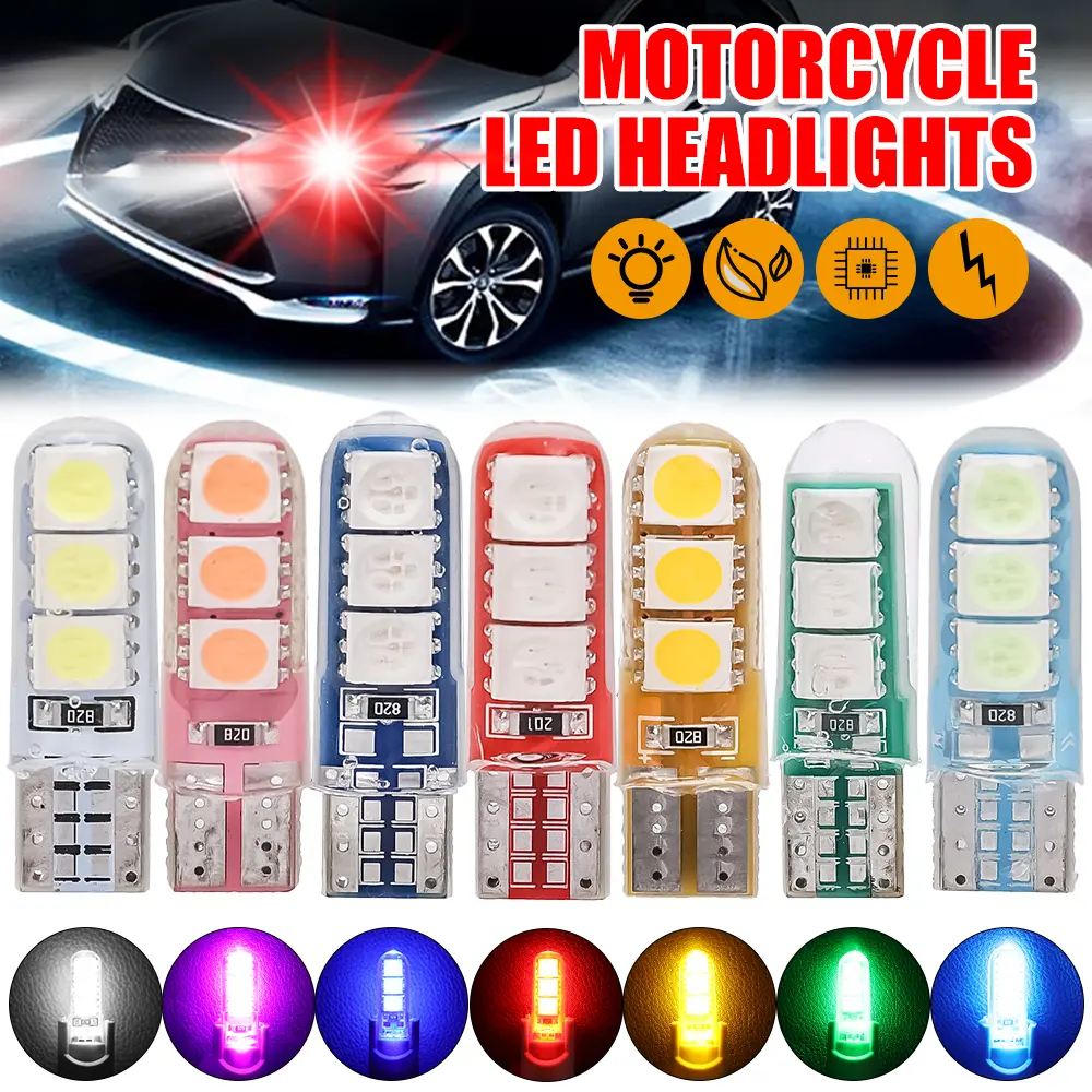 Đèn LED Chống Nóng, 2 Chiếc, Cho Đèn Pha T10 5050 6SMD, Đèn Tiết Kiệm Năng Lượng, Đèn Đánh Dấu Bên, Đèn Báo Bóng Đèn Đọc Sách Nhiều Màu Sắc, Đèn Tín Hiệu, Đèn Xe