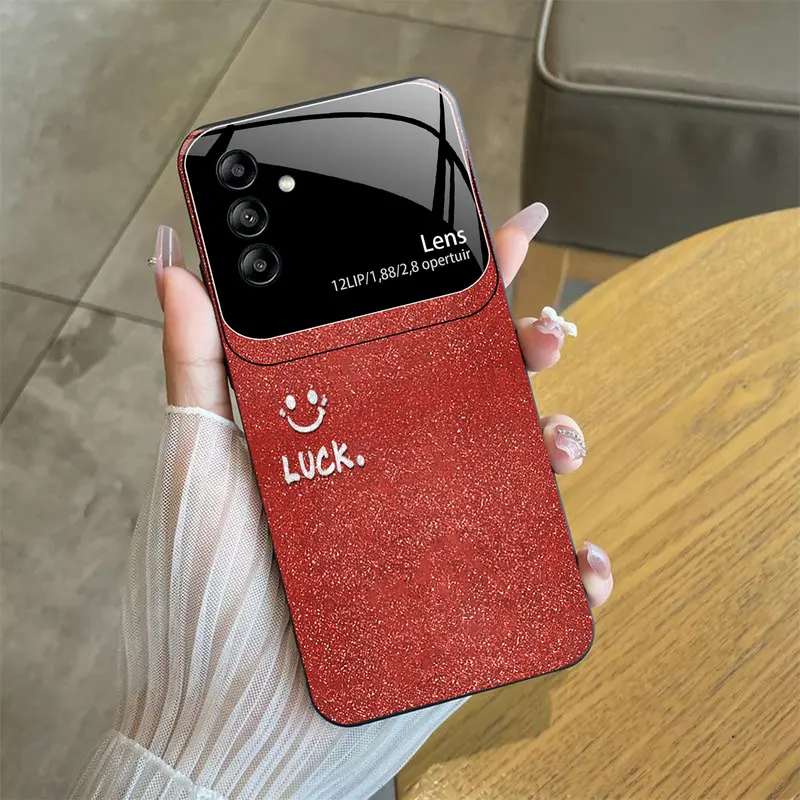 Casing cocok untuk Galaxy A55 5g,Casing ponsel kaca bermotif senyum-THYN-885 2