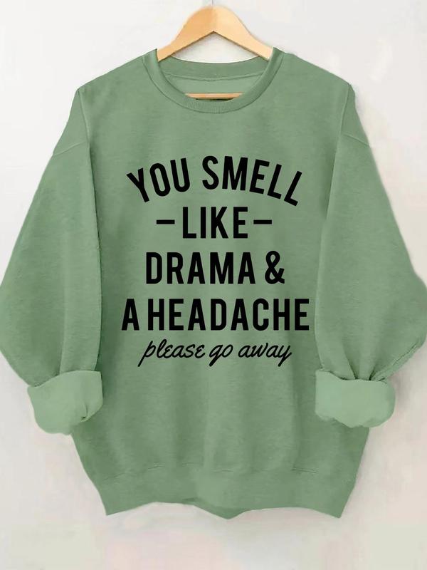 Women's Slogan Print Drop Shoulder Sweatshirt, Fashion Casual Crew Neck Pullover for Daily Holiday Outdoor Wear, Ladies Fall & Winter Clothes 4