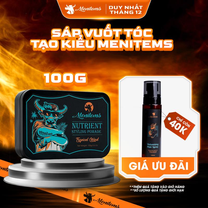 [Độc quyền livestream] Sáp vuốt tóc Pomade Menitems 100gr, giúp giữ nếp tạo kiểu tự nhiên, hỗ trợ chăm sóc tóc, lưu hương nước hoa - L1