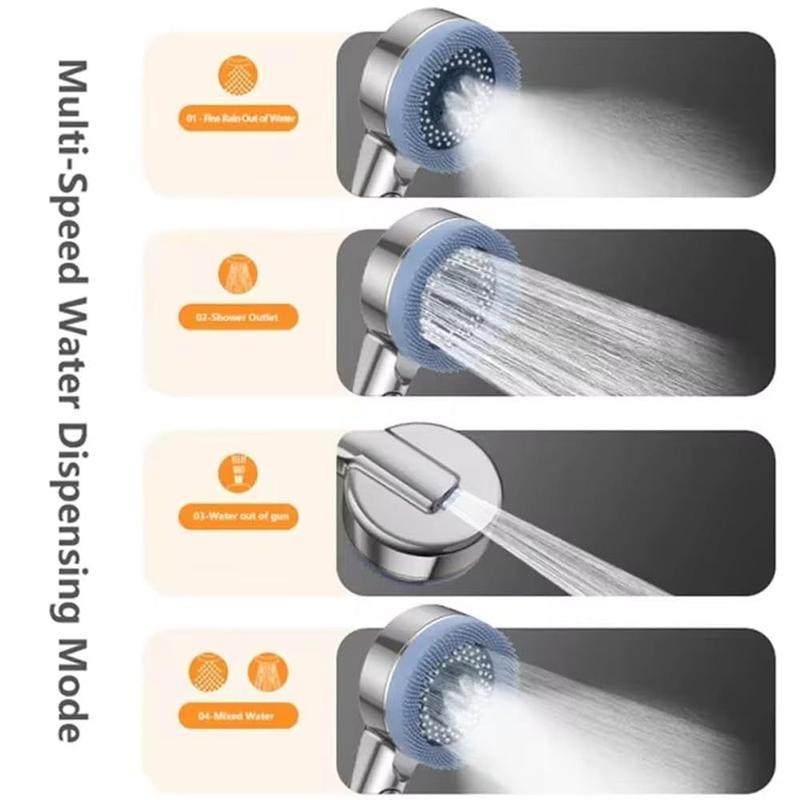 Product Introduction of New 4 Modes Shower Head One-Key Stop with Filter Element High Pressure Showerhead Water Massage Shower Sprayer Head Bathroom Accessories 16