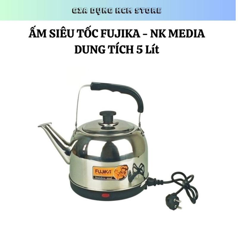 Ấm siêu tốc inox dung tích 5L FUJIKA - NK MEDIA tự ngắt khi nước sôi, bật đun nước lại khi nước nguội - Bảo hành 12 tháng
