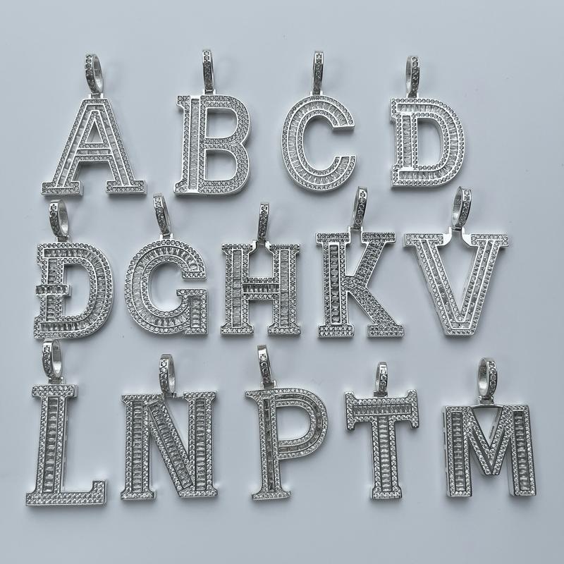 Mặt dây chuyền bạc nam. Mặt chữ cái lớn không viền. Mặt dây chuyền thời trang. Chất liệu bạc ta S950. PCJ Trang Sức Vòng Cổ Jewelry Chain lv