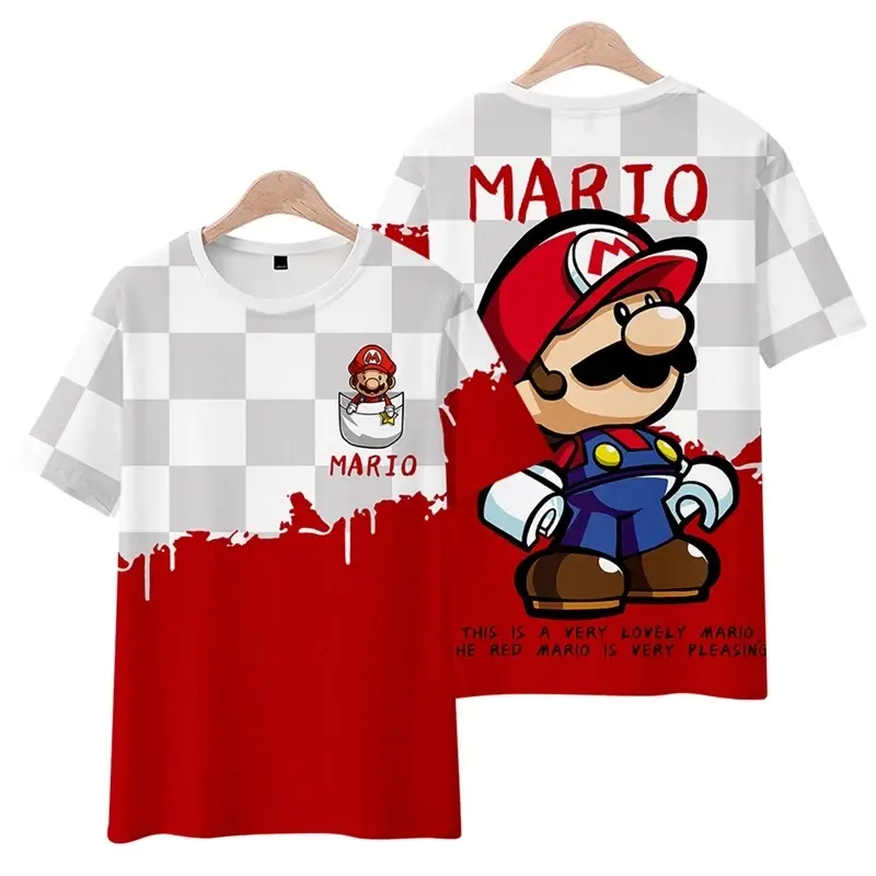 2025 New Cute Super Mario Bros. T-shirt Anime Unisex Short Sleeve Tops Children Adults Casual Graphic T-Shirt 3D Shirt