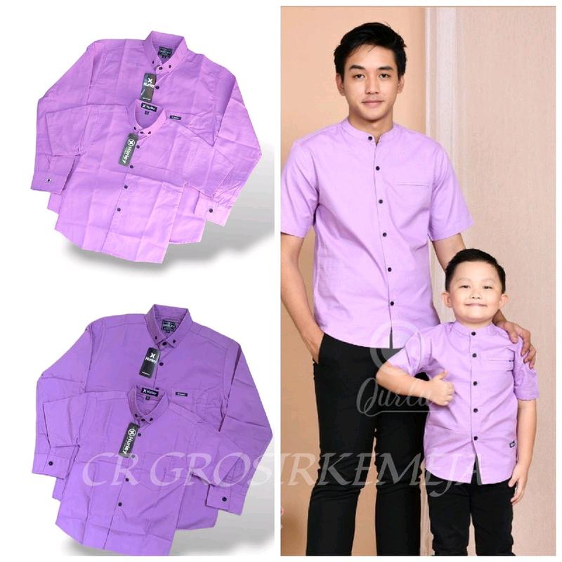 KEMEJA POLOS AYAH DAN ANAK PREMIUM 3-14 TAHUN WARNA UNGU LAVENDER W Baju 0